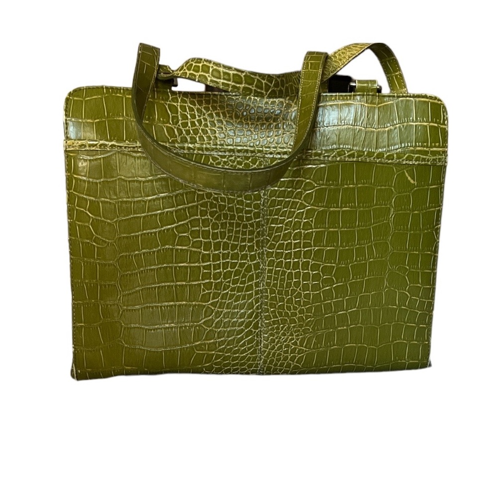 Vintage LIZ CLAIBORNE alligator printed style large  green hand bag
